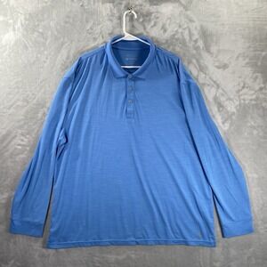 Coolibar Shirt men's XXL Polo Long Sleeve Blue Performance Stretch CoolTect 2XL